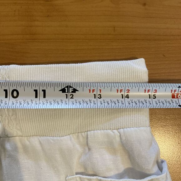 Guess White Size Small Casual Pull On Drawstring Shorts 100% Linen Beachy - Picture 7 of 9